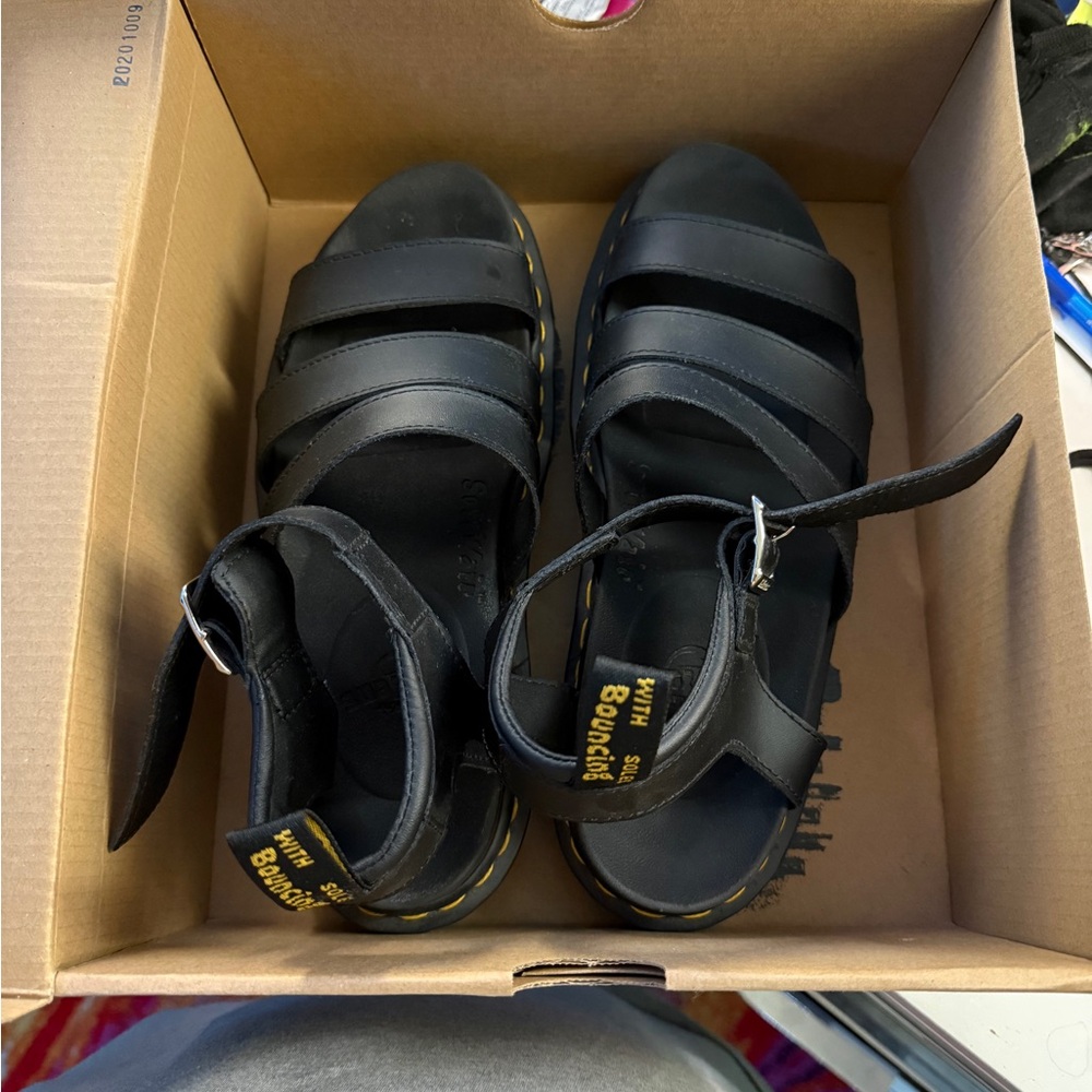 Dr. Martens Black Leather Strappy Sandals